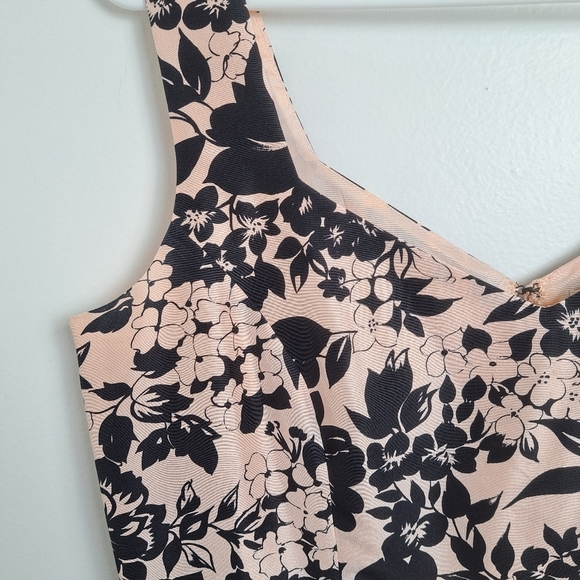 Vintage CC Pink Black Floral 100% Silk Sleeveless Whimsygoth Mini Dress Size 6 - Picture 3 of 5